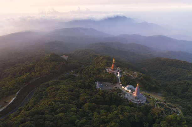 航拍园林风景