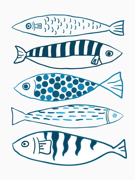 海洋鱼类线稿