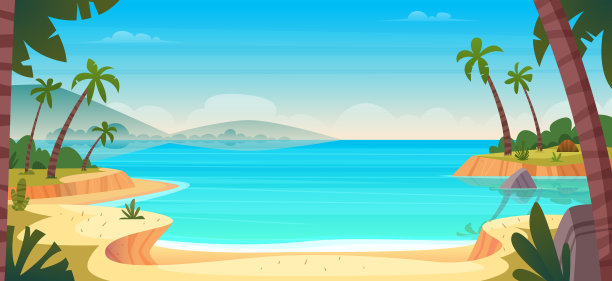 卡通海洋沙滩背景