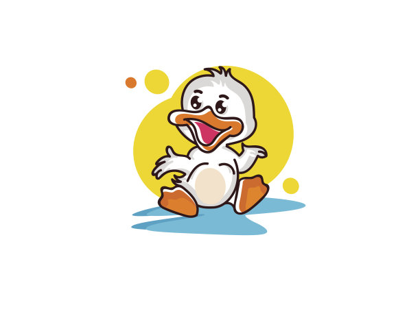 卡通小鸭子游泳
