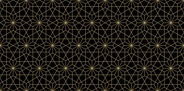 金色几何线条无缝图案