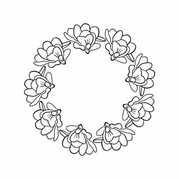 精美圆形花环花朵矢量图