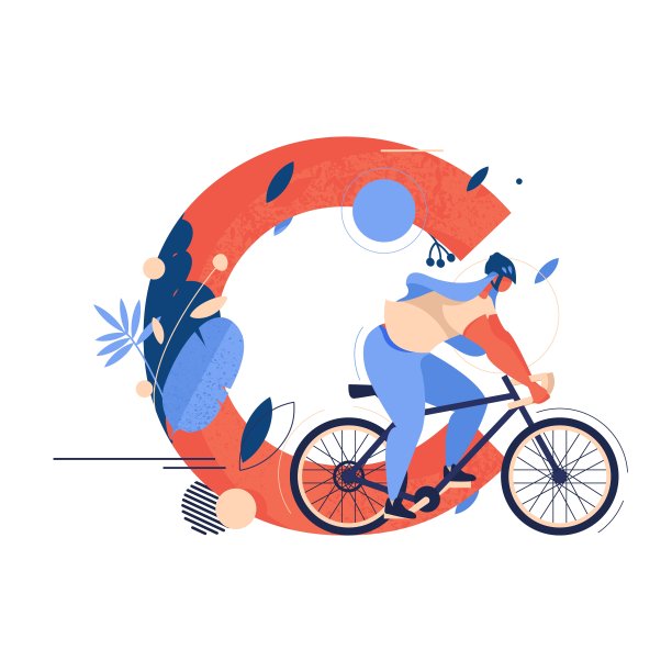 矢量扁平化自行车运动健身插画