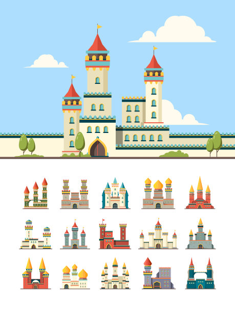 建筑城堡卡通插画