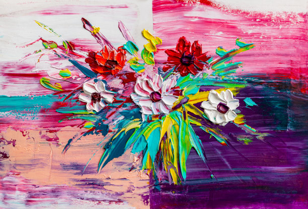 花卉静物抽象油画