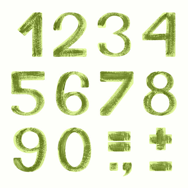 绿色青草数字字体