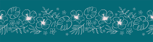 清新蓝绿棕榈叶图案背景