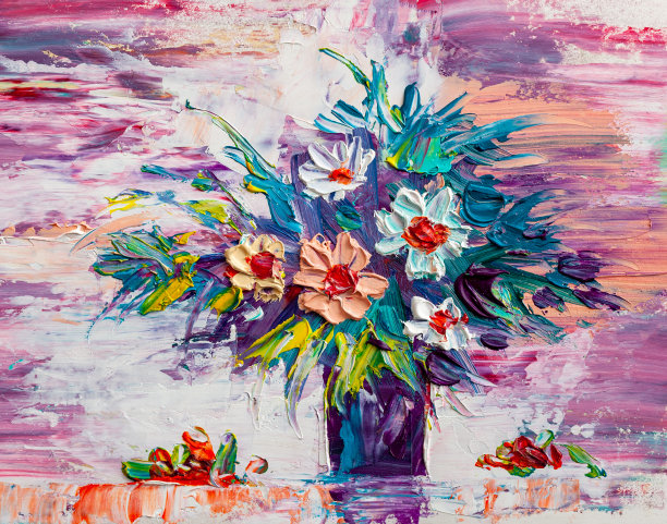 花卉抽象油画
