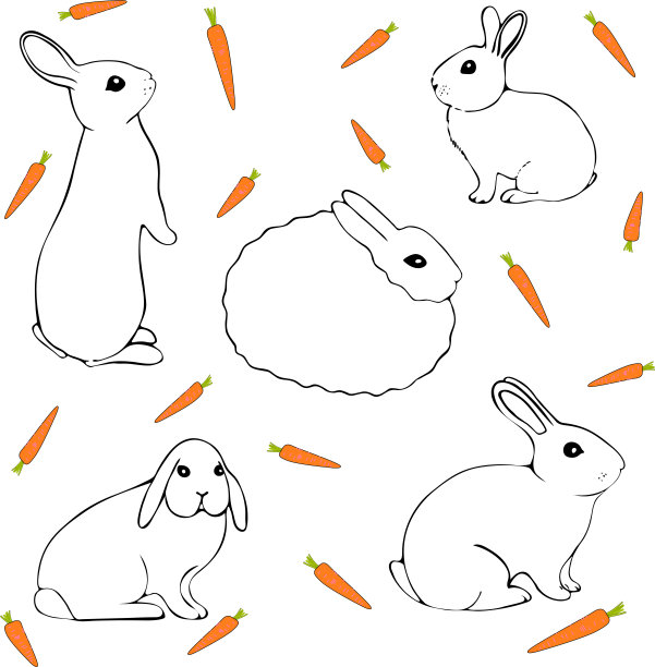 可爱小花兔卡通插画