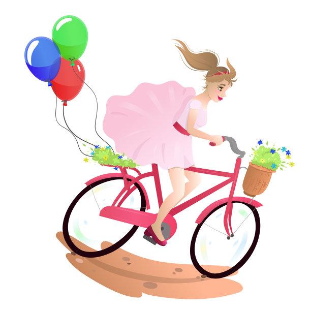 骑着自行车的女孩