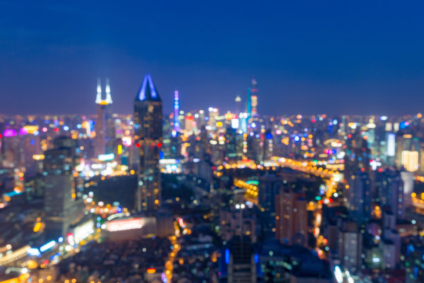 上海金融区街道夜景