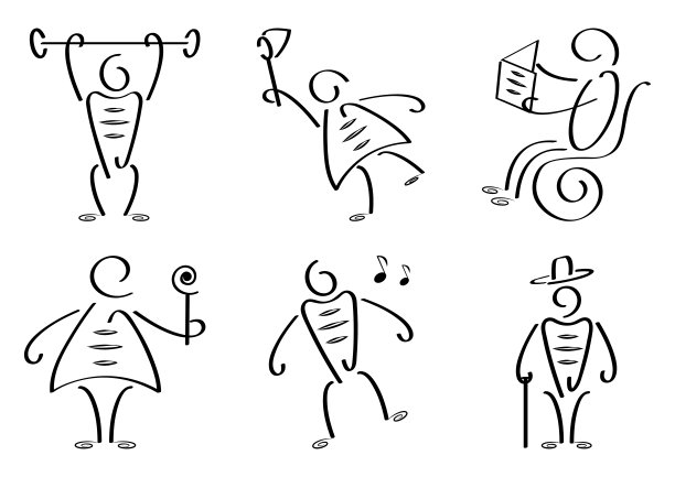 卡通人物跳舞元素图片