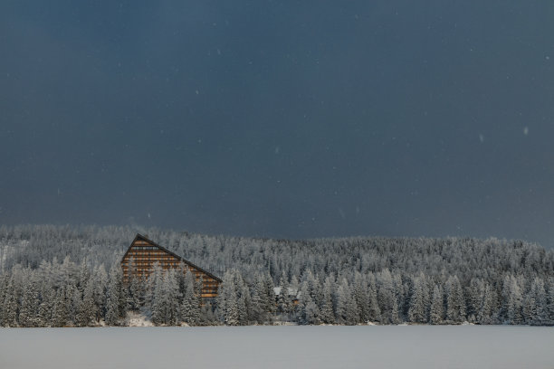 冬季森林与木屋