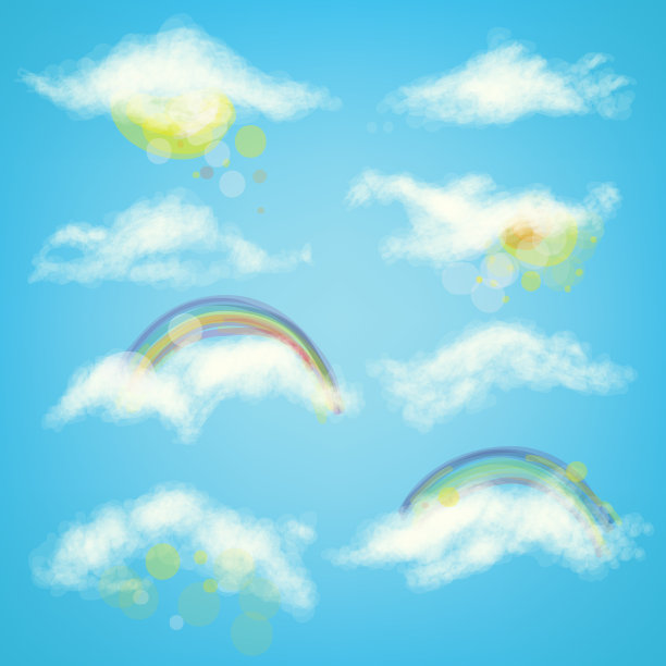 彩虹太阳云朵插画