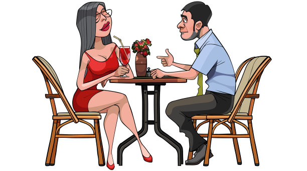 情人节咖啡厅卡通插画