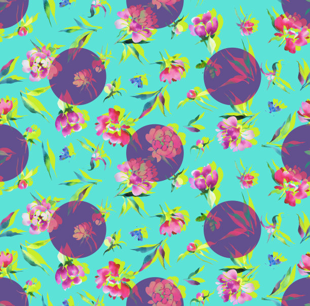 精美紫色绿色圆形花纹图案