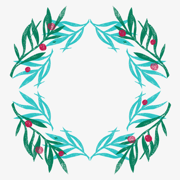 精美蓝绿色圆形花纹图案