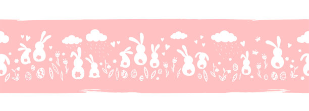小兔子郁金香图案设计