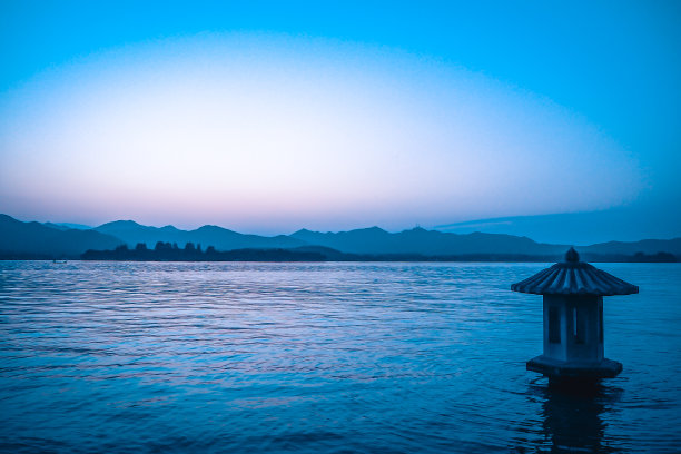 杭州西湖夜景风光