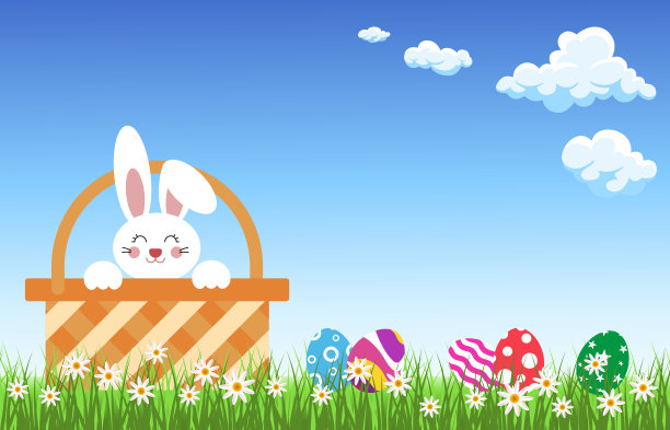 可爱小花兔卡通插画