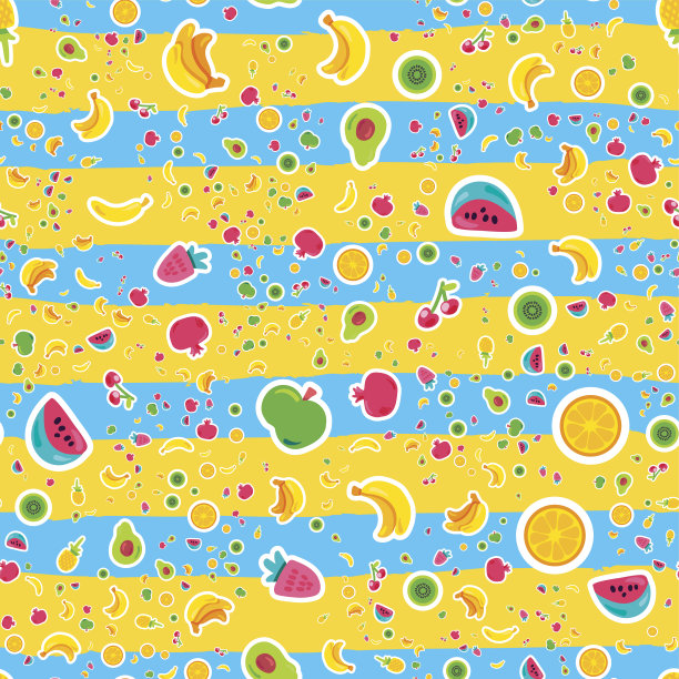 夏季水果图案 西瓜 香蕉 柠檬