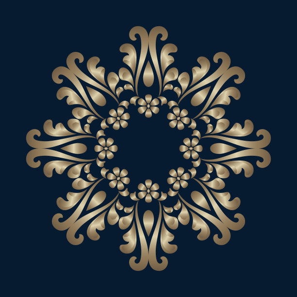 花卉环绕的圆形装饰矢量图案