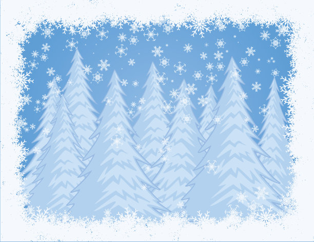积雪圣诞树插画