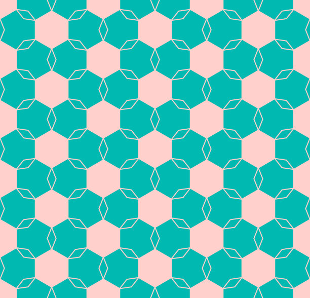 蓝绿几何六边形无缝图案