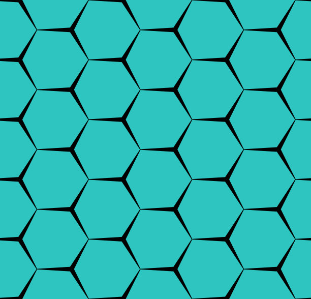 蓝绿几何六边形无缝图案