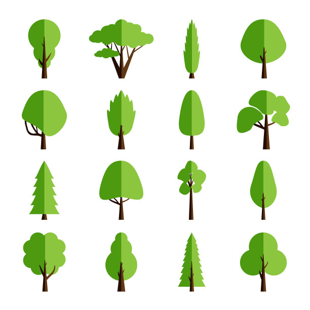 各种卡通森林植物矢量元素