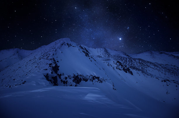星空下的雪山