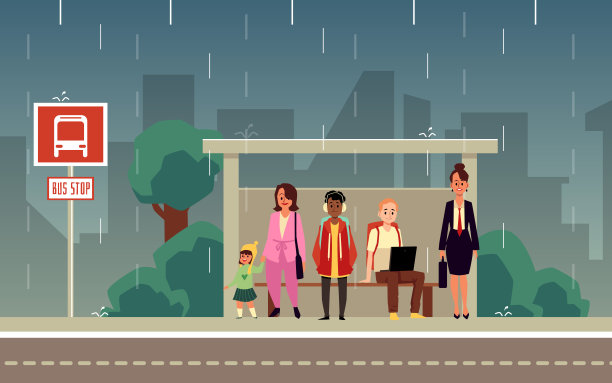 雨天的公交车站