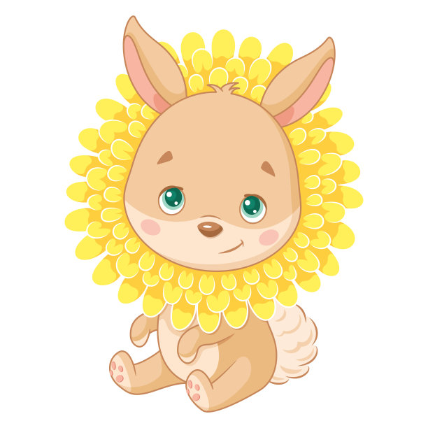 可爱小花兔卡通插画