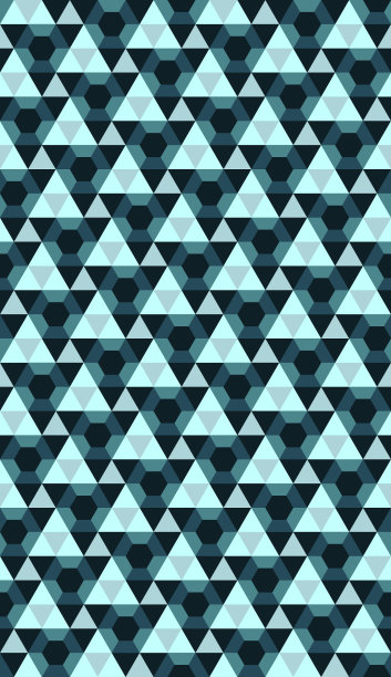 蓝绿几何六边形无缝图案