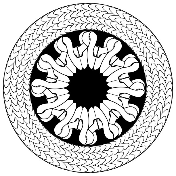 花卉环绕的圆形装饰矢量图案