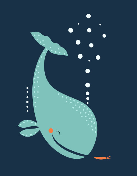 鲸鱼动物卡通矢量图