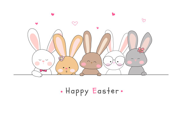 可爱小花兔卡通插画