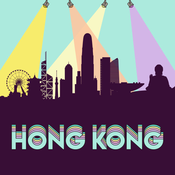 香港剪影香港轮廓海报