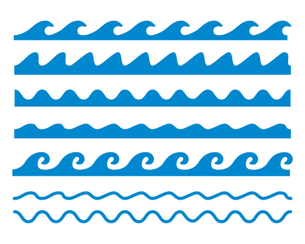 蓝色海洋线条元素