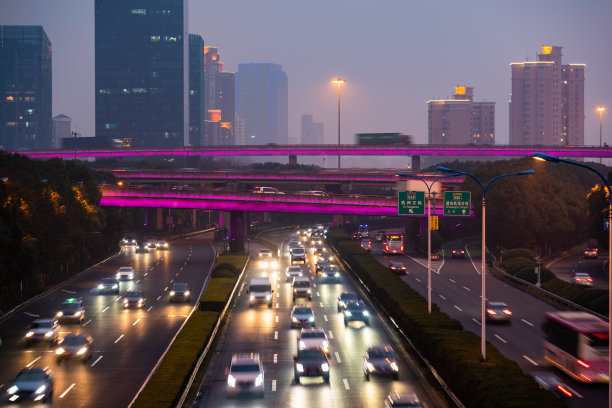 城市公路立交桥车流夜景