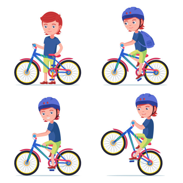 矢量扁平化自行车运动健身插画