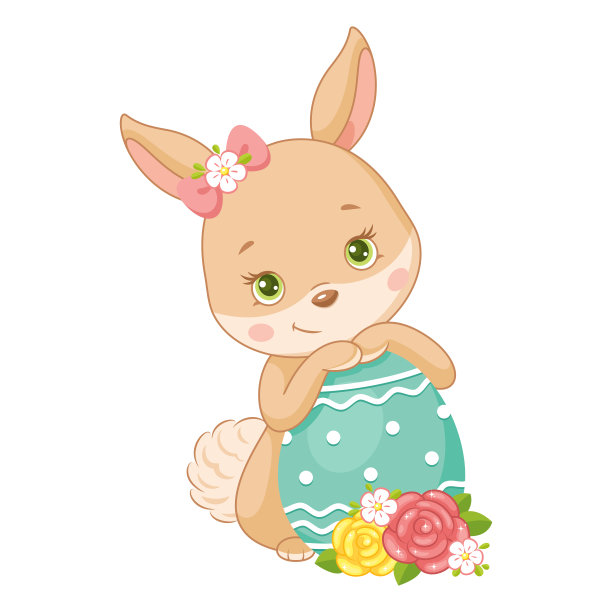 可爱小花兔卡通插画
