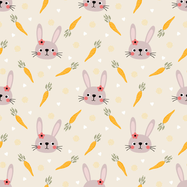 兔子胡萝卜印花图案