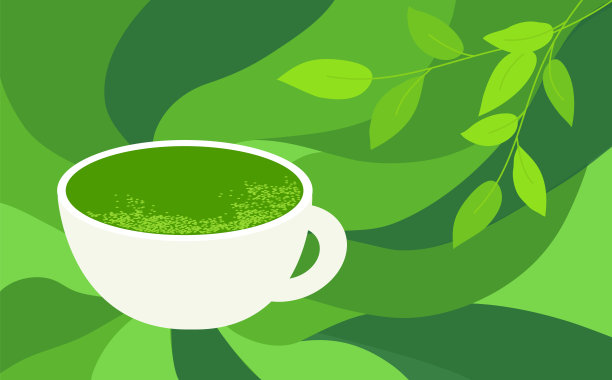 绿色茶叶背景海报