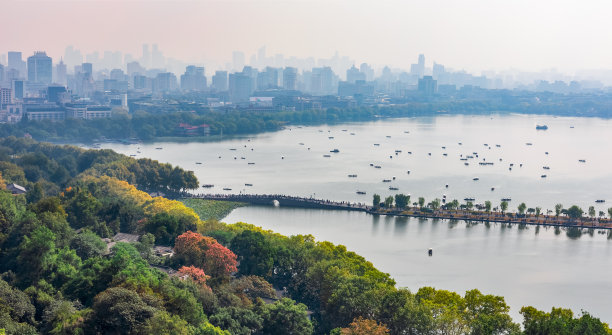 杭州城市风光全景