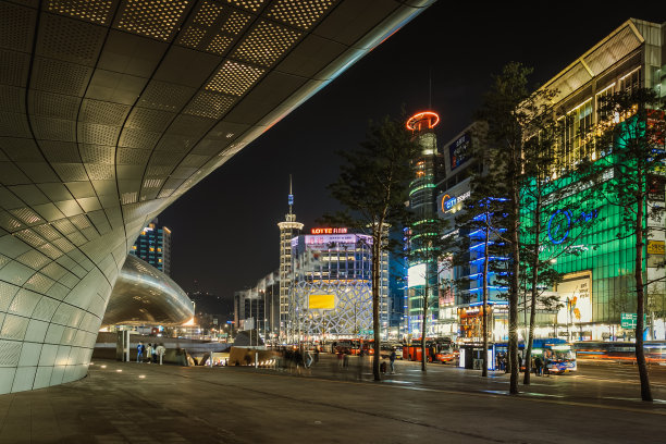 韩国汉城夜景照明