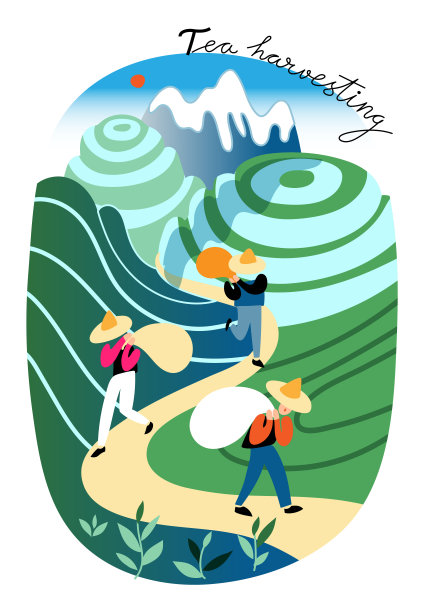 中式田园风光插画