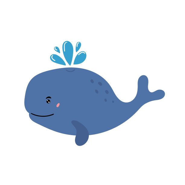 鲸鱼动物卡通矢量图