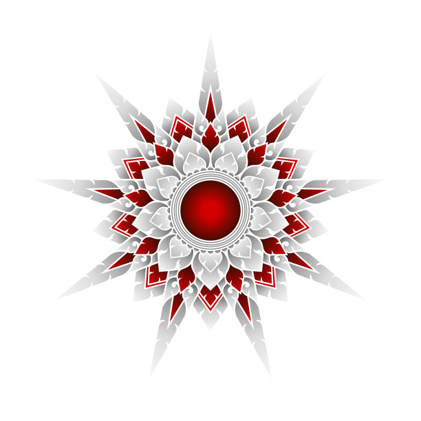 花卉环绕的圆形装饰矢量图案