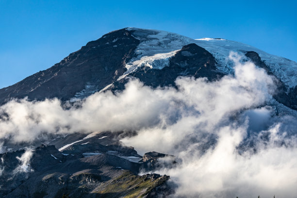 雪峰 山脉 积雪 山顶 阳光